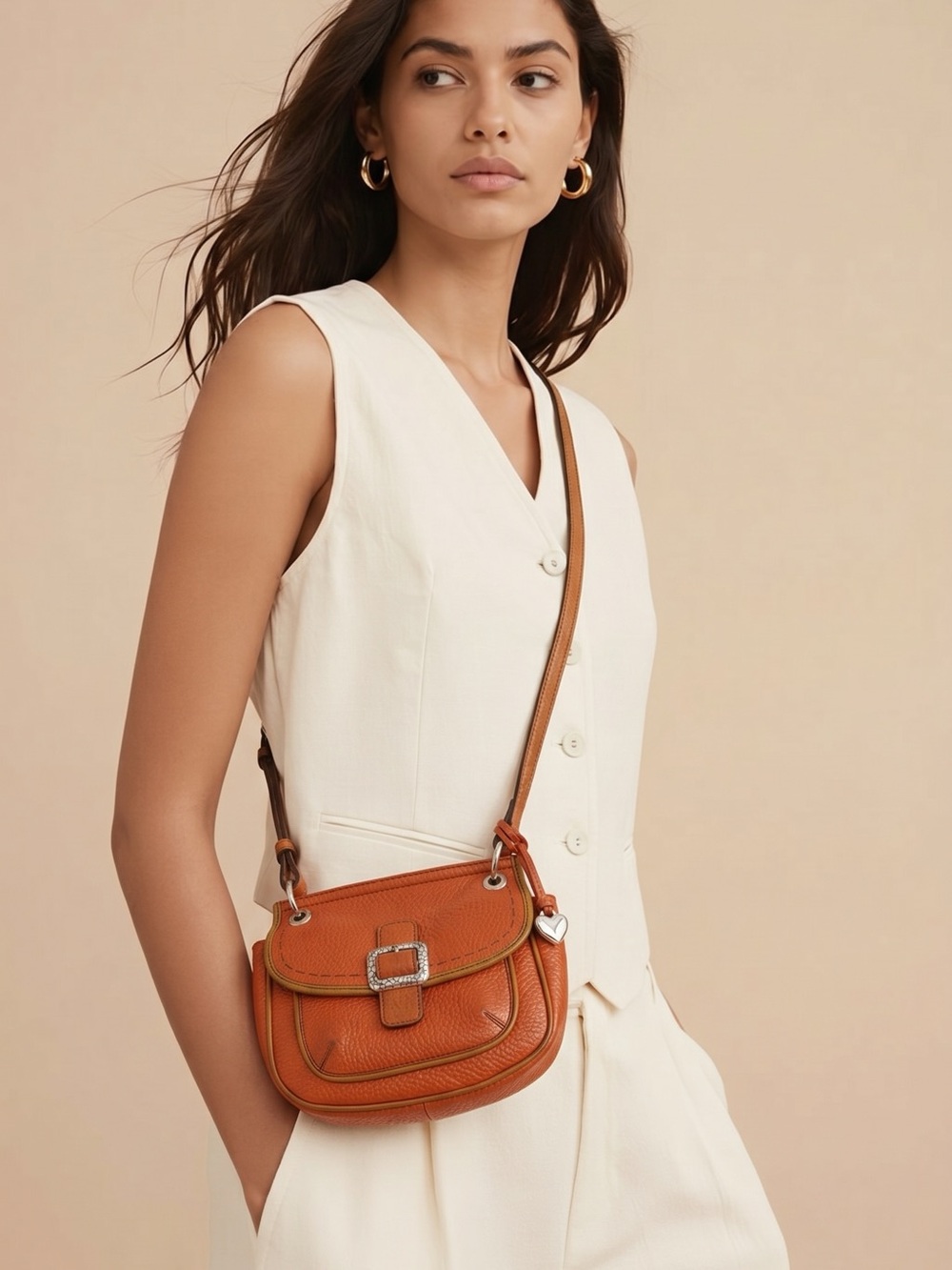 Brighton Saddle Crossbody Bag in Burnt Orange